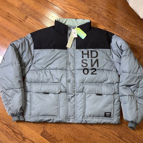 $358 MENS HUDSON PUFFER OUTDOORS SKI COAT JACKET STORMY GRAY VEGAN DOWN FILLED - Picture 3 of 16